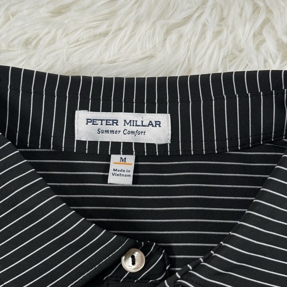 Vanderbilt Commodores x Peter Millar Shirt Mens Medium Striped Performance Golf - Picture 4 of 11